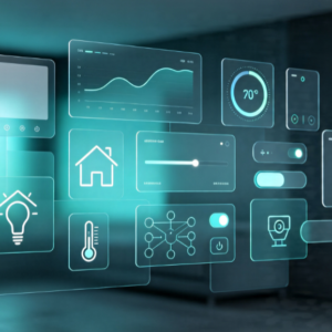 Smart Home Whole-House Connectivity PC Control Center UI Template (3D/Flat Design)