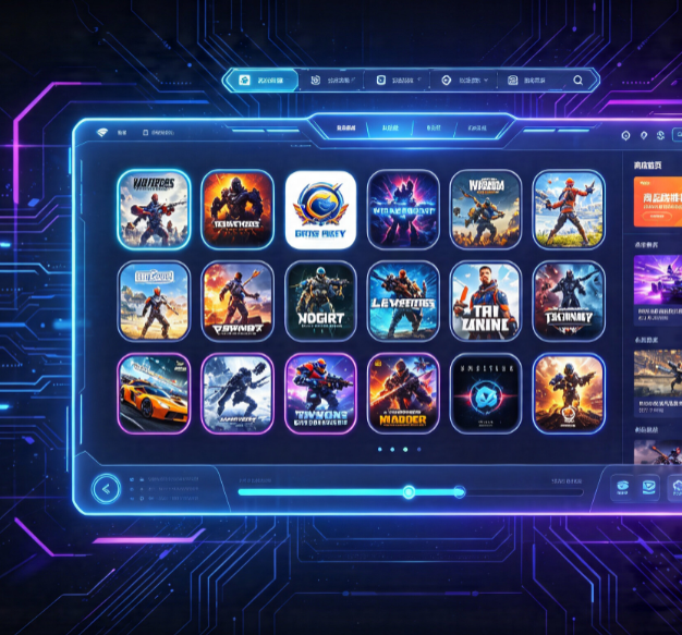 3D-Style PC Game Platform/Launcher Client UI Design Template